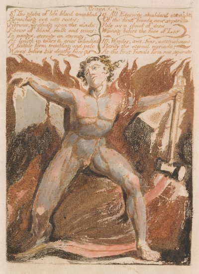The First Book of Urizen, Plate 17, 8. The Globe of Life Blood Trembled.... (Bentley 18) by William Blake